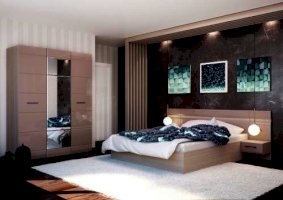 Модульная спальня Ненси Капучино глянец (Горизонт)