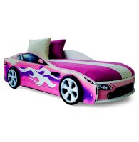 Детская кровать-машина Бондмобиль розовый с подъемным механизмом (Бельмарко)