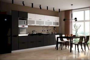 Модульная кухня София с фасадами белый бетон/коричневый бетон/черный бетон (Интерьер Центр)