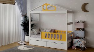 Детская одноярусная кровать-домик Jimmy Space Лунный домик (Domus Mia)