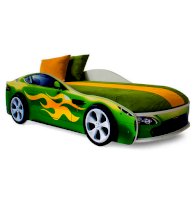 Детская кровать-машина Бондмобиль зеленый с подъемным механизмом (Бельмарко)