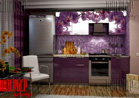 Кухня София с фасадами София с фотопечатью Орхидея 2,1 м (Интерьер Центр)